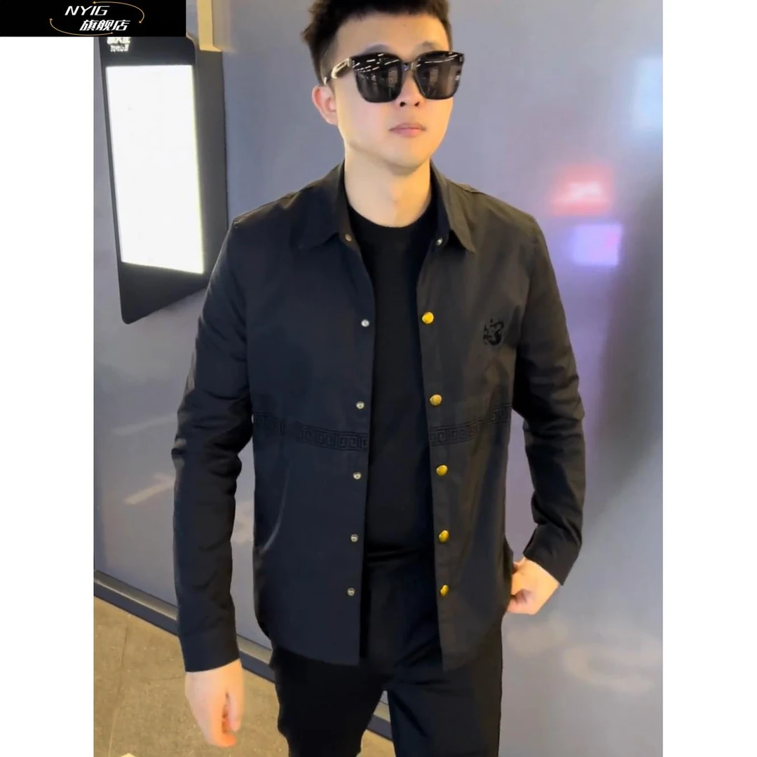 NYIG男秋季新品轻奢高级感男士翻领夹克外套休闲舒适百搭时尚帅气