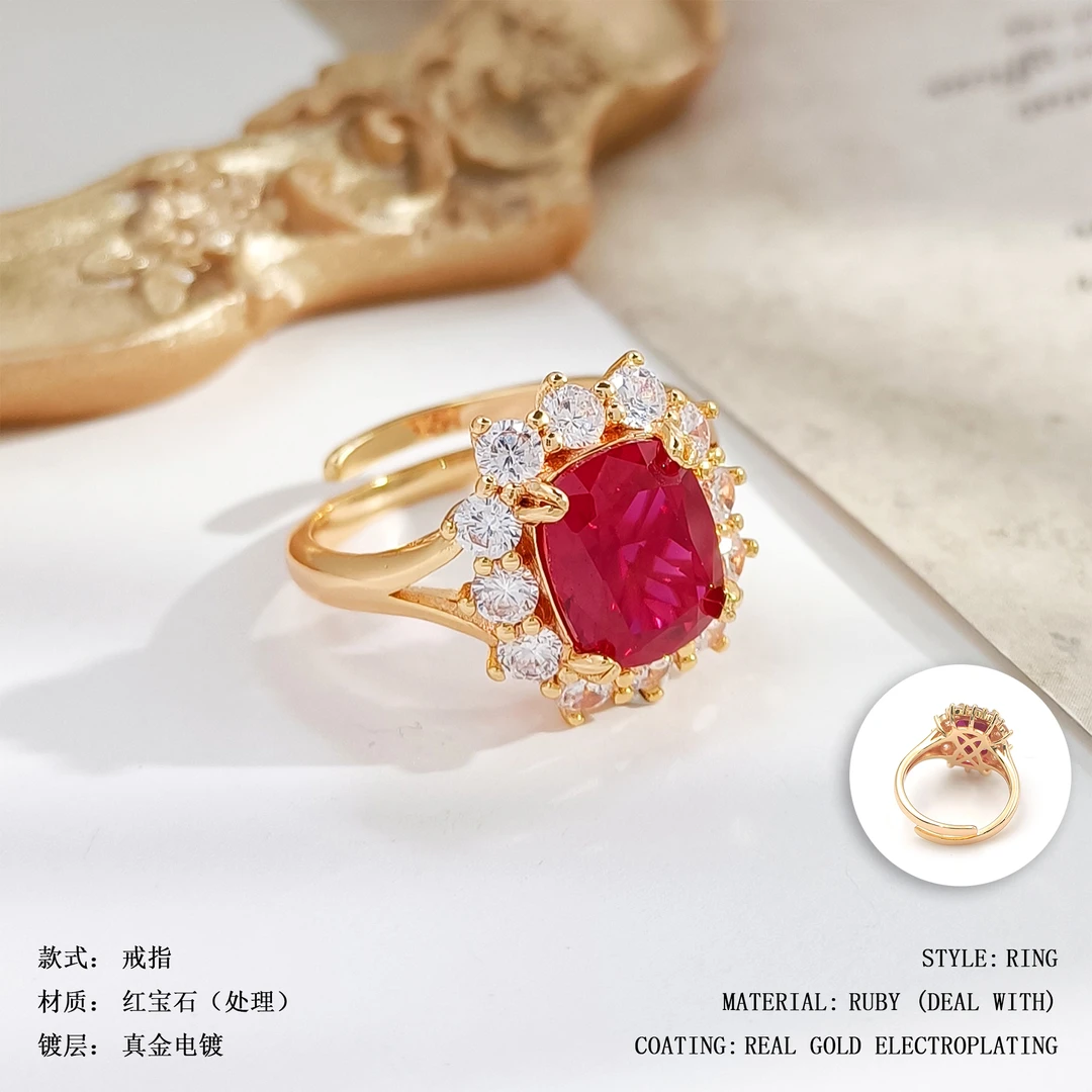 红宝石（处理）【WFXLM-008716】戒指欧美时尚高级感高级感穿搭气质