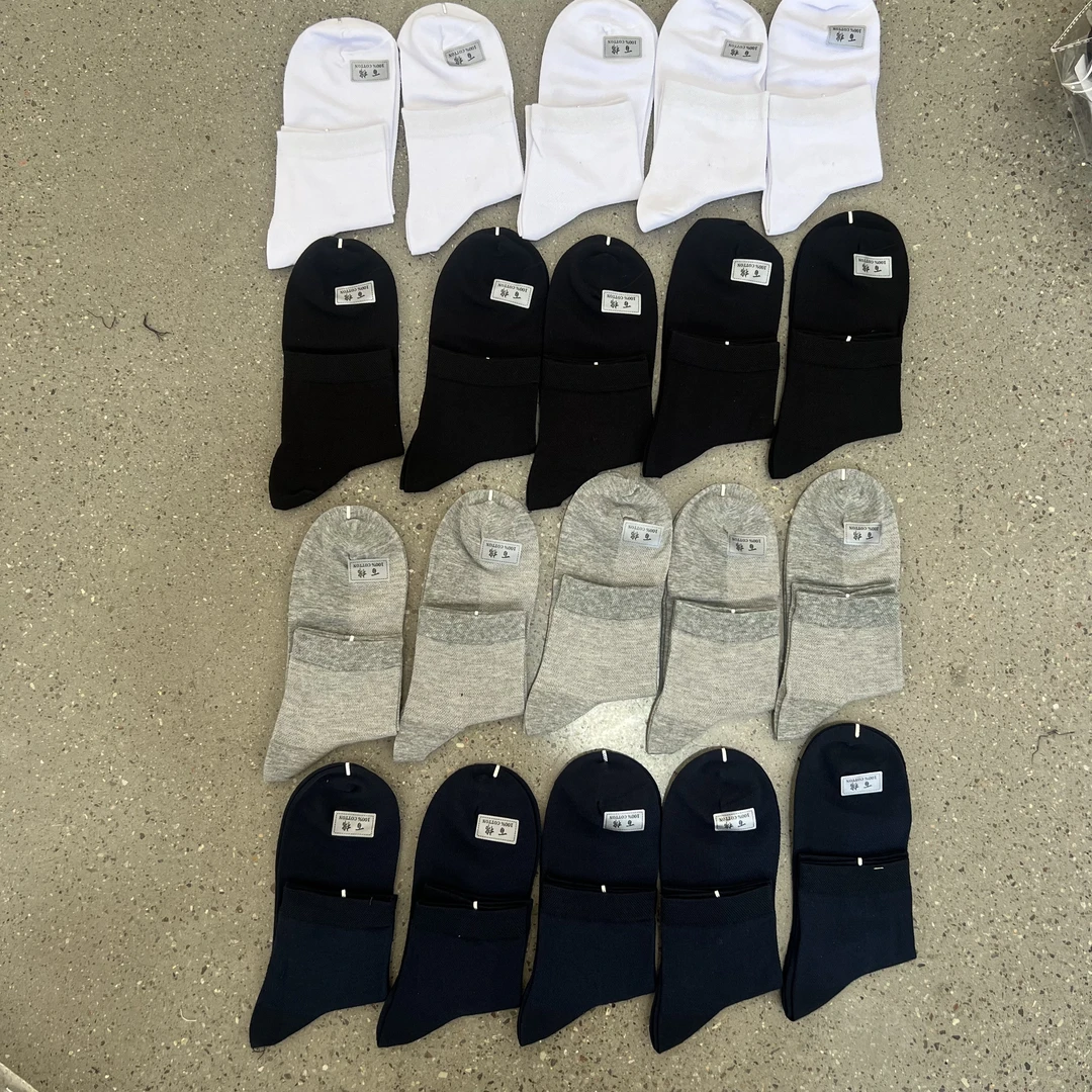 L9130无骨男百搭休闲袜子【纯色百棉低腰男网眼中筒袜】