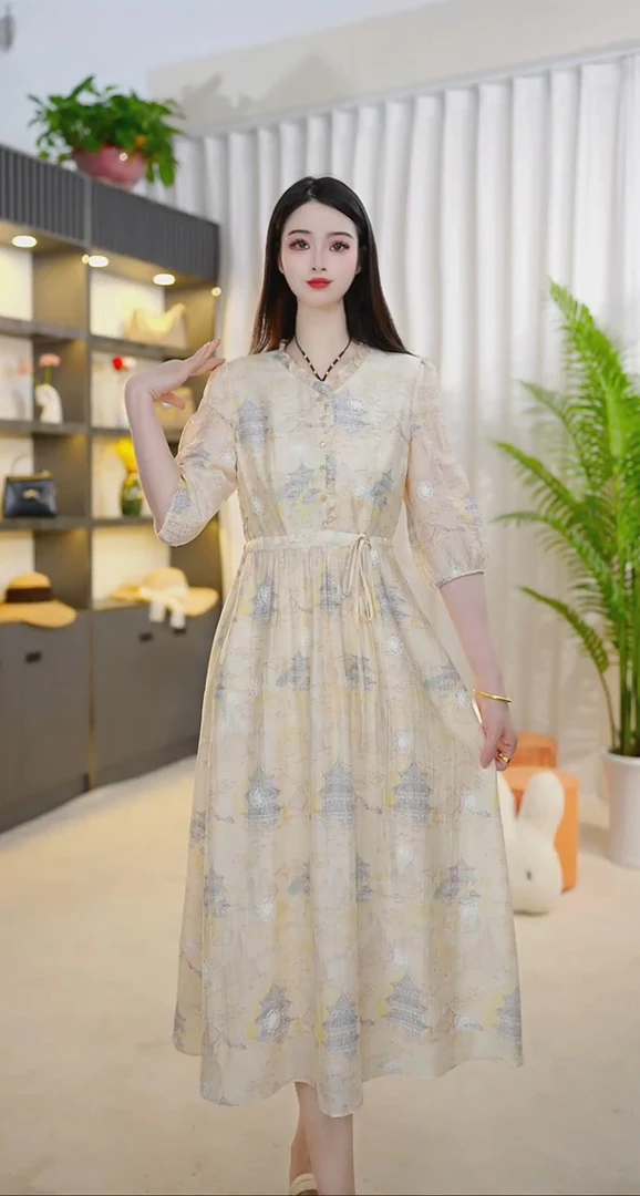 <0A4>2025年夏季新款时尚气质优雅连衣裙中式减龄气质连衣裙