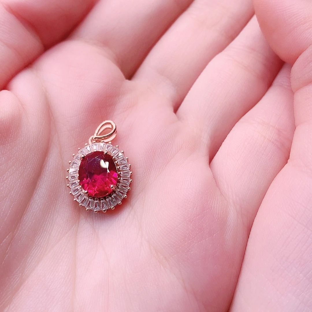 吊坠(赠链)银S925镶嵌红宝石