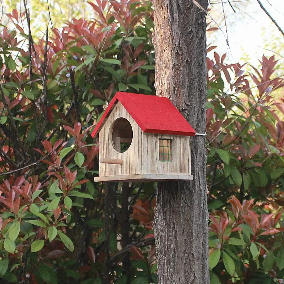 绿色校园实木户外防雨繁殖箱鹦鹉鸟窝保暖孵化巢微景观
