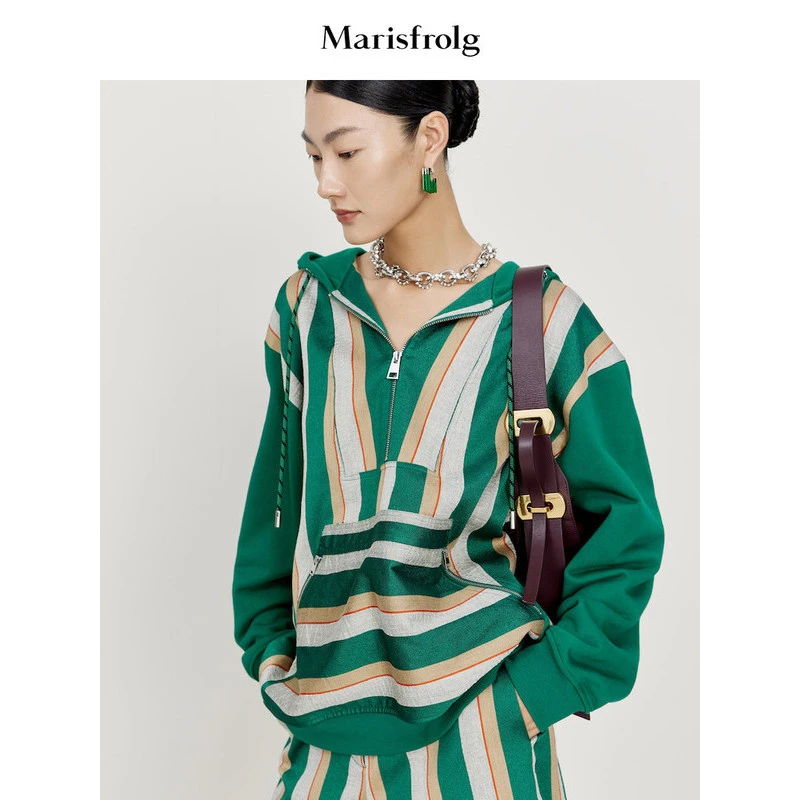 【商场同款新品】Marisfrolg/玛丝菲尔套头欧若风连帽卫衣A1CX12811