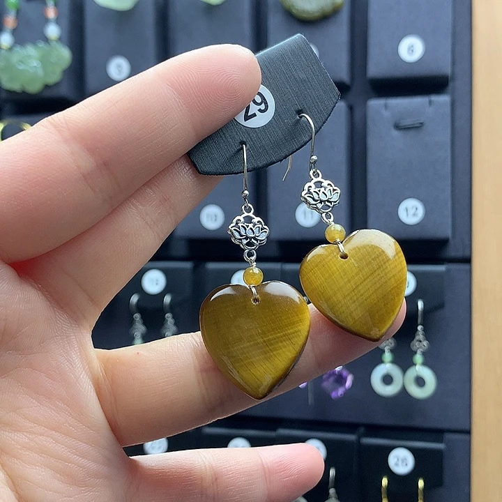 查罗石耳钉银S925镶嵌带***。