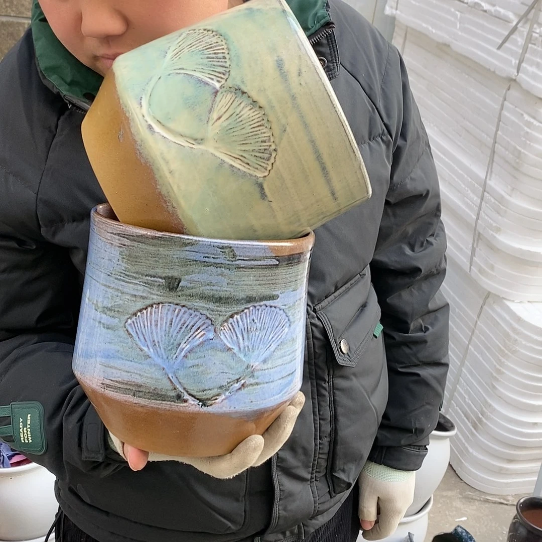 紫砂花盆瑕疵口17高17瑕疵