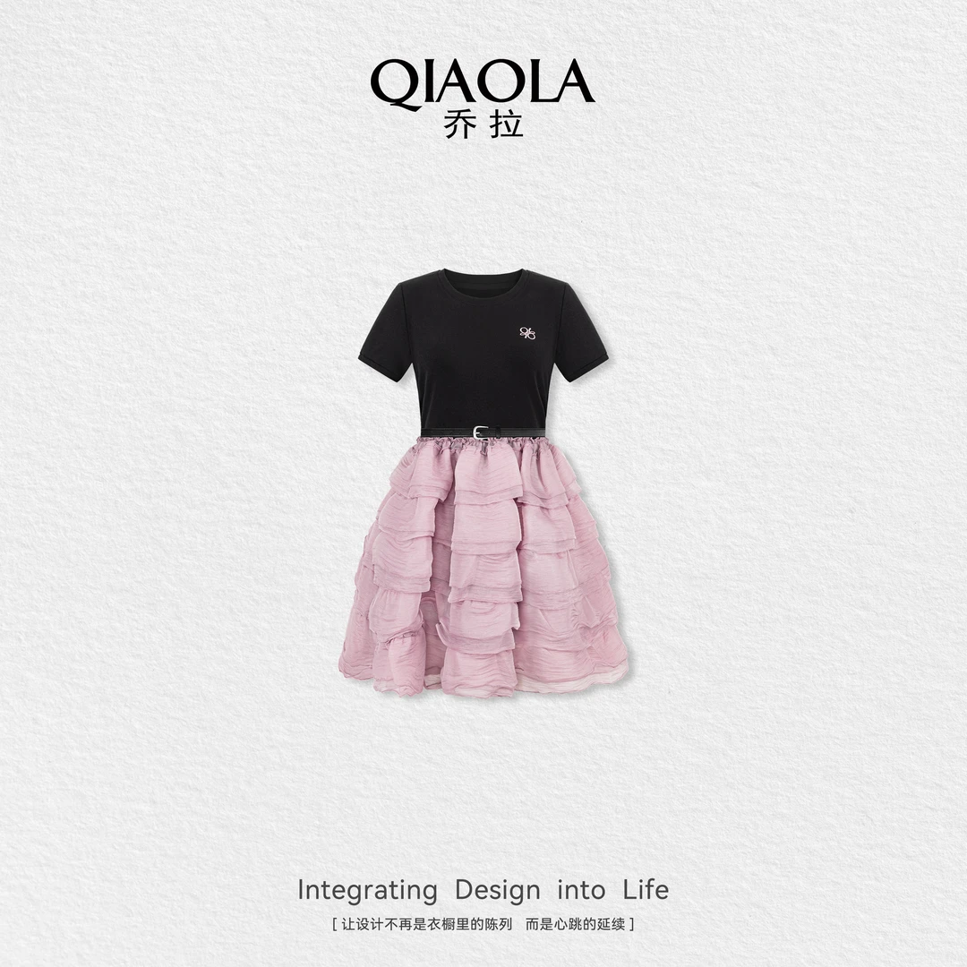 QIAOLA/乔拉【玛丽假日】夏季新款针织正肩设计显瘦百搭连衣裙预售