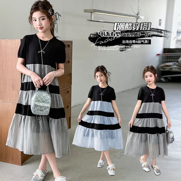 女童夏季连衣裙2025新款6-12岁15洋气儿童无袖长裙女孩夏季公主裙