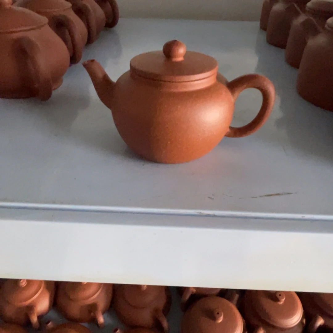 紫砂茶壶红降平盖连子150cc