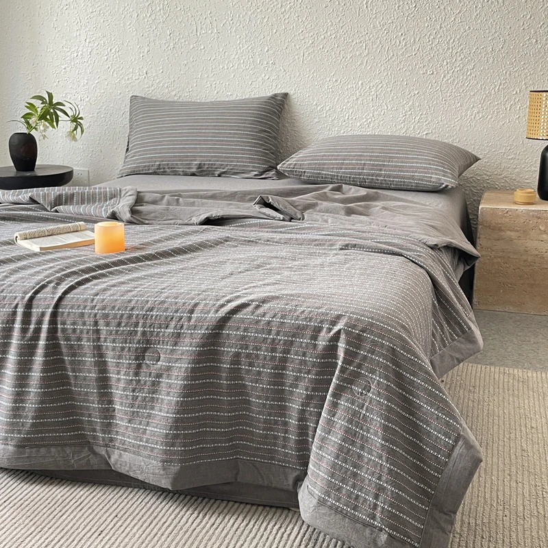 A类母婴级全棉色织提花夏被大豆夏凉被空调被子被芯居家学生宿舍