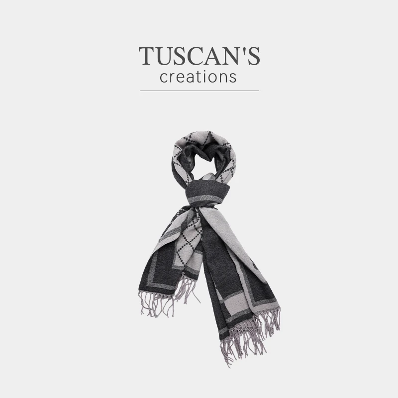 TUSCAN'S CREATIONS经典山茶花秋冬保暖围巾流苏款百搭时代双鱼