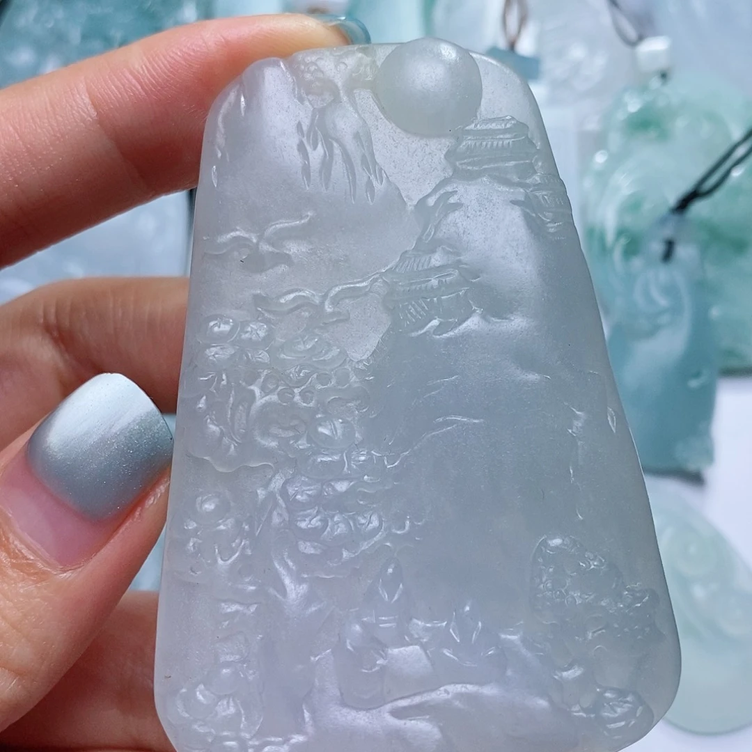 定制翡翠未镶嵌毛货付款后确认抛光