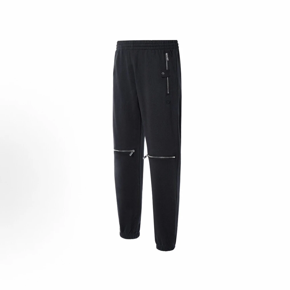 adidas 纯色束口休闲工装卫裤针织运动裤 男款 黑色HH9431