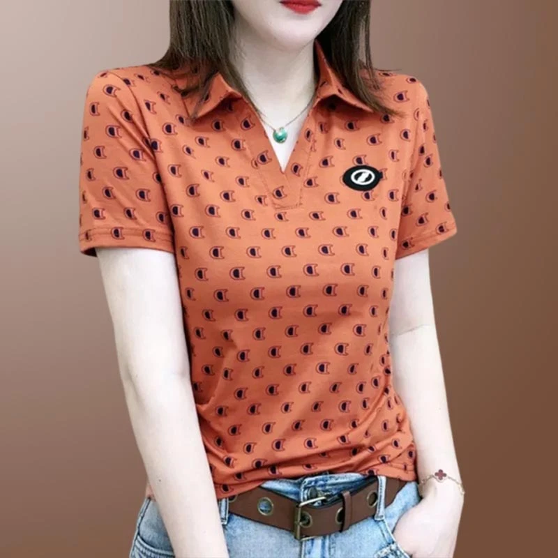 香朵儿设计感洋气修身显瘦T恤2025夏季新款小个子通勤Polo领短袖