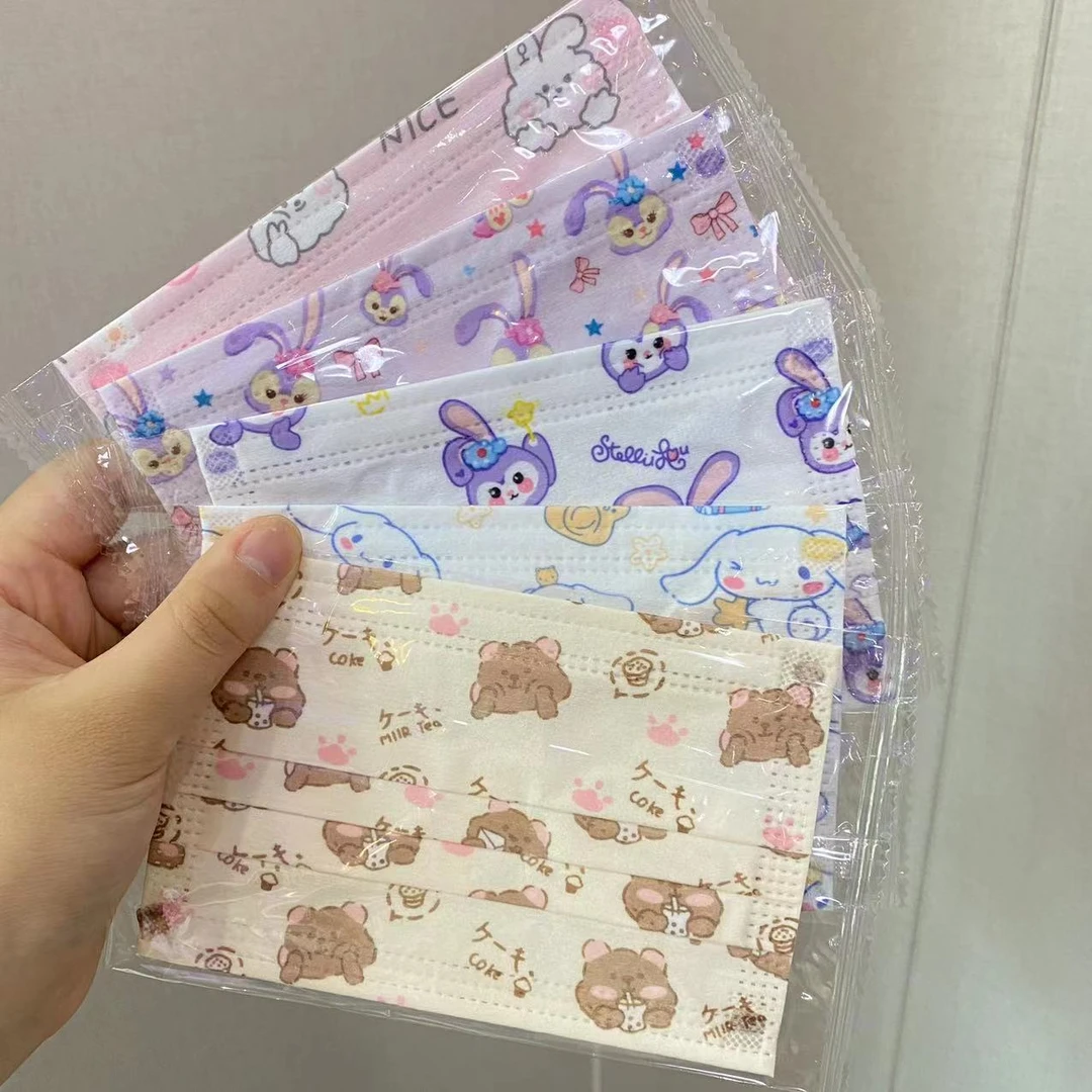 星黛露儿童口罩可爱卡通一次性高颜值三层防护玉桂狗小学生透气款
