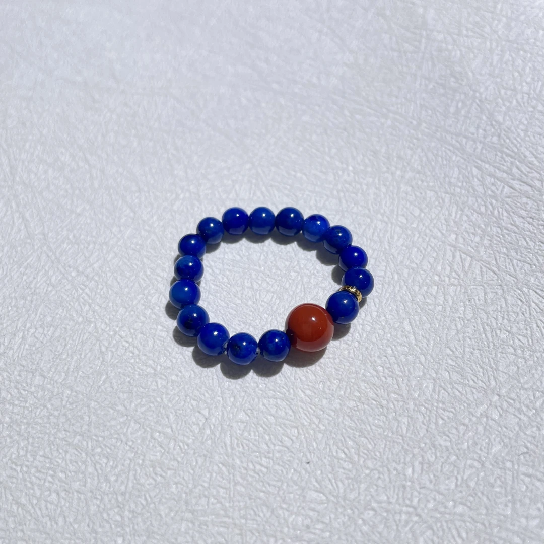 青金石南红设计款跑环戒圈   KT24112013