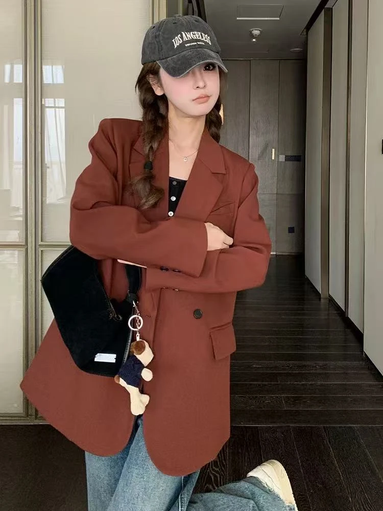 安克拉红色休闲小西装外套