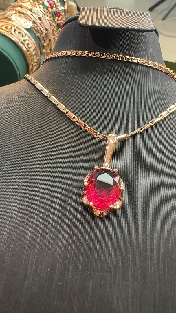 铜合金合成锆石项链 157-镶嵌百搭锁骨链坠链时尚中古简约精致