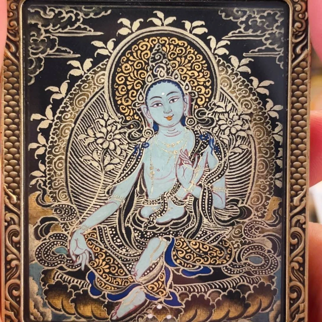 吊坠青海热贡手绘绿妈妈