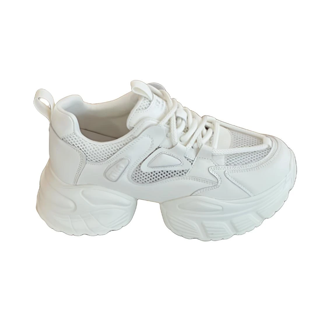 雪芭妮2025夏季新款厚底增高老爹鞋女百搭休闲运动松糕小白鞋女