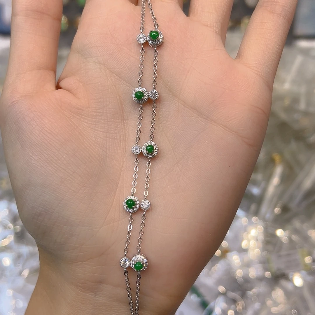 翡翠戒指银S925镶嵌翡翠