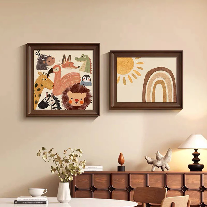 FR49动物乐园餐厅餐桌装饰画卡通饭厅组合壁画儿童房卧室床头挂画