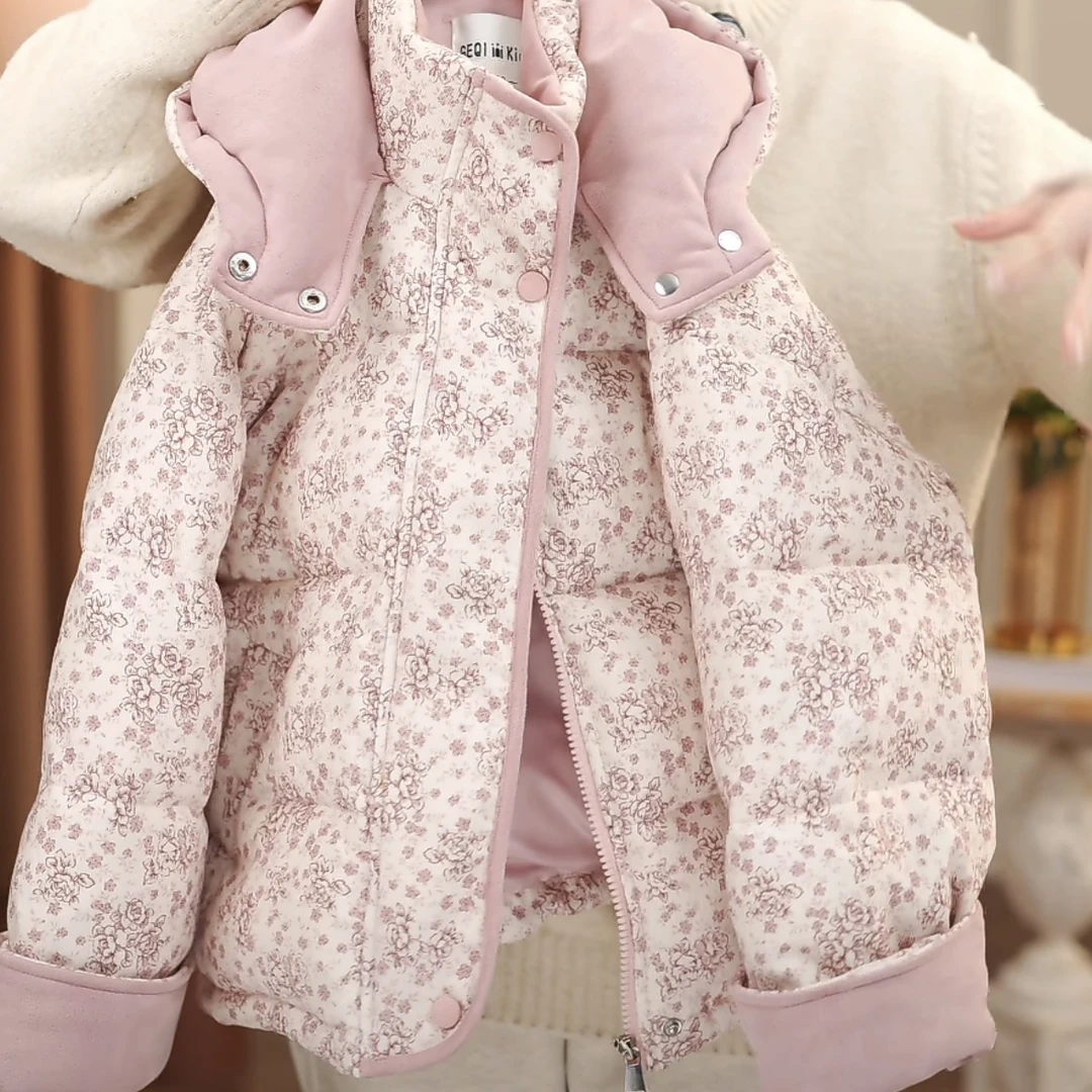 2025童装女童棉服冬装加厚冬季新款洋气保暖短款外套面包服连帽