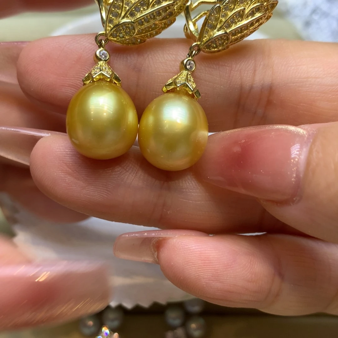 银S925镶嵌耳饰海水珍珠