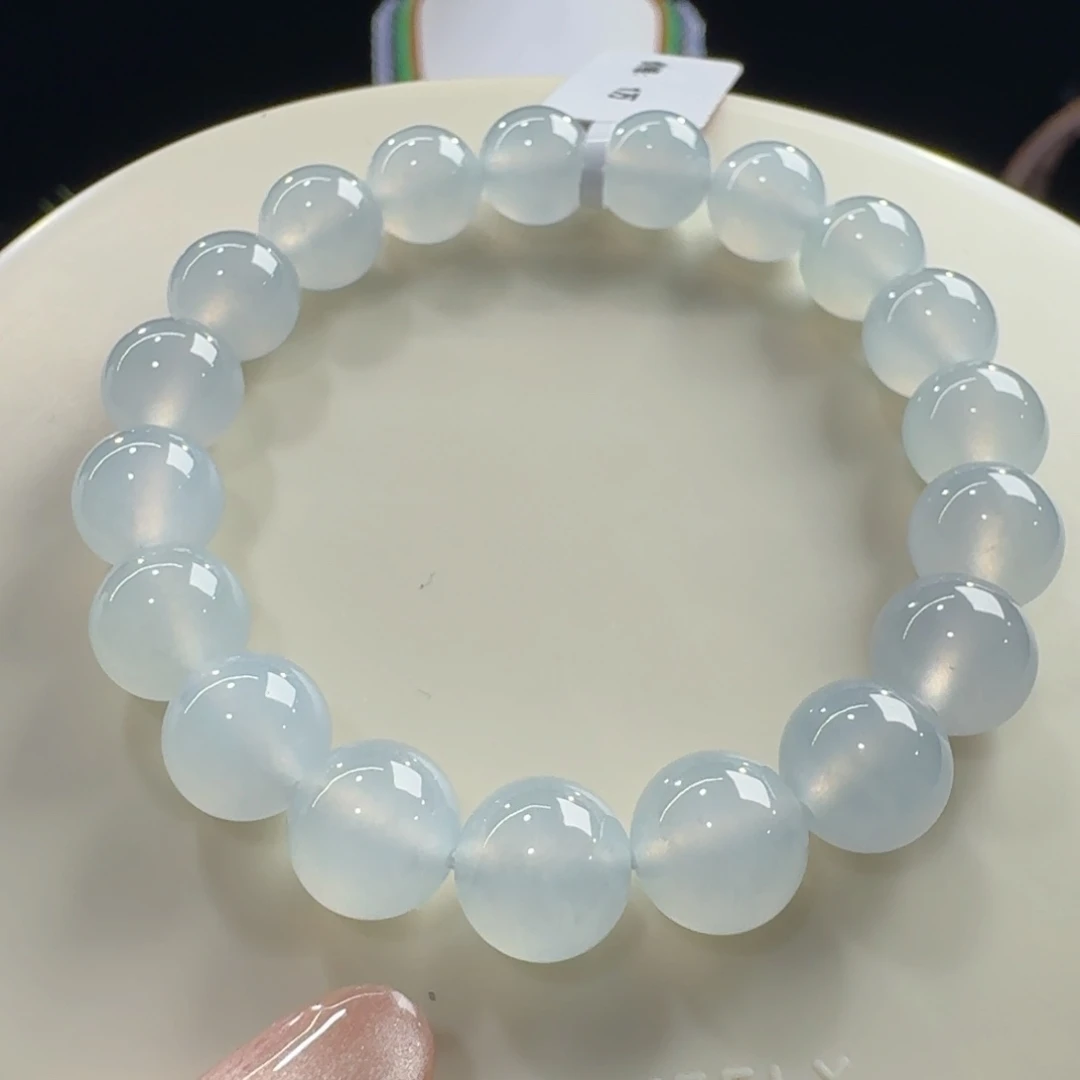 未镶嵌手链翡翠冰胶果冻淡蓝底单圈卡10mm