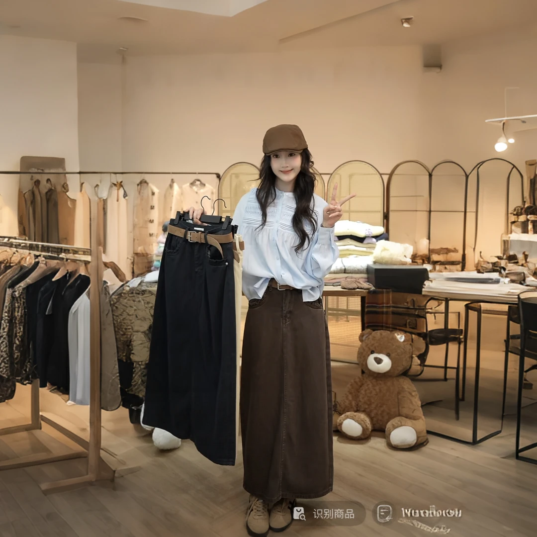 闵笑一【晚柠】秋季新品半身裙时尚百搭气质休闲显瘦遮胯女长裙