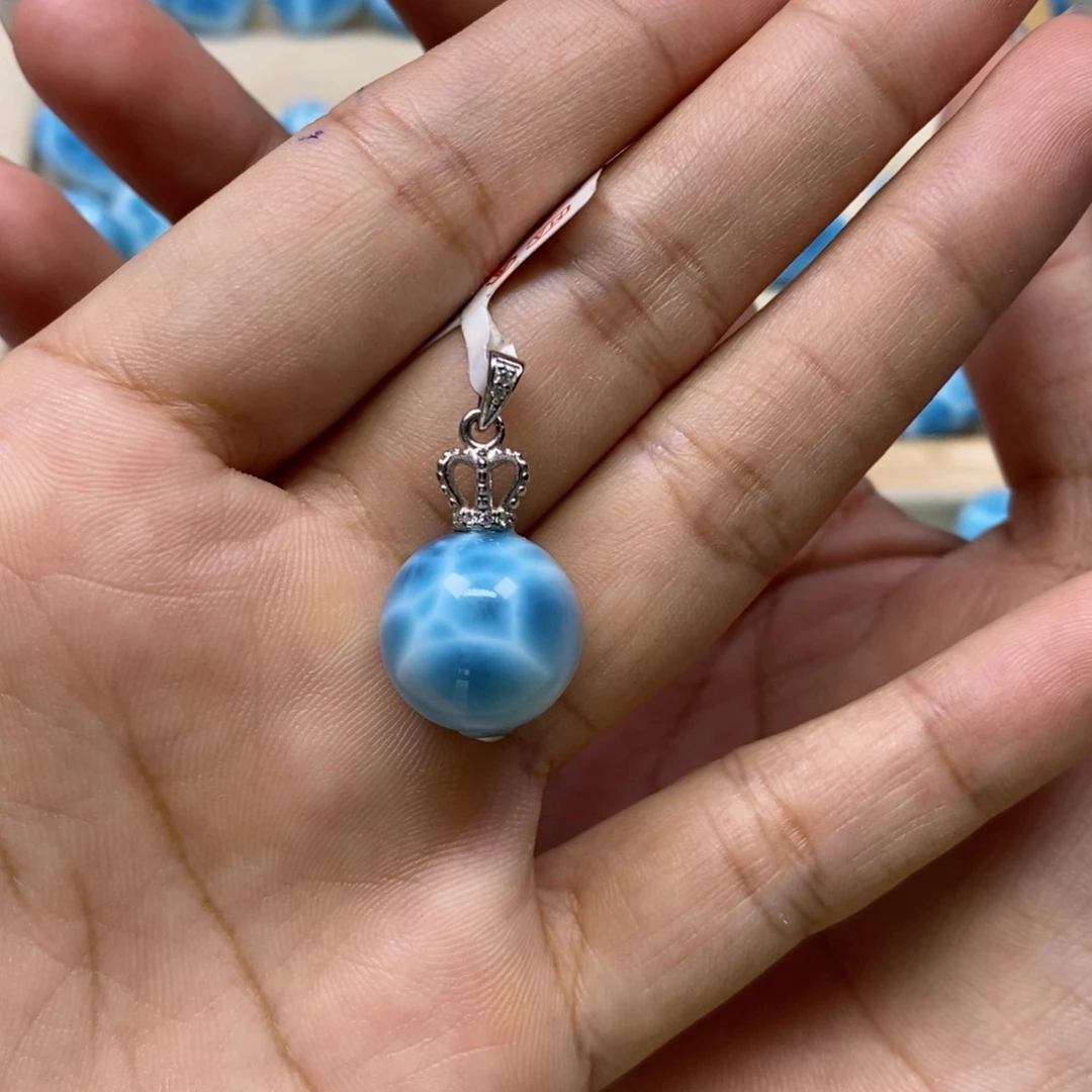 大***n针钠钙石（海纹石）银S925镶嵌颈饰