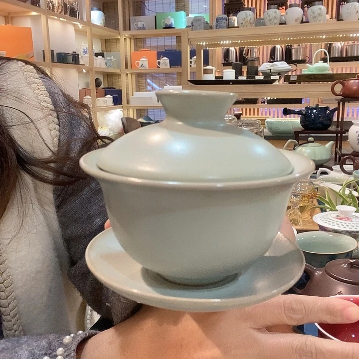 汝窑瓷器盖碗茶具