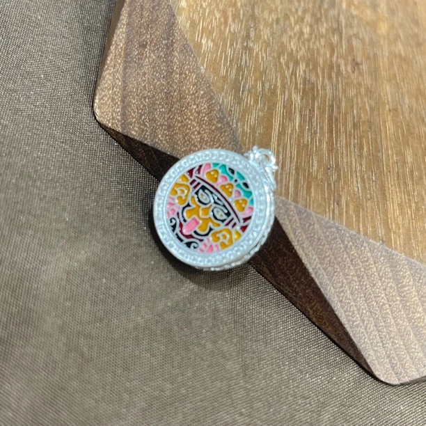 吊坠925银珐琅 烧蓝双面彩色欧若精灵风复古