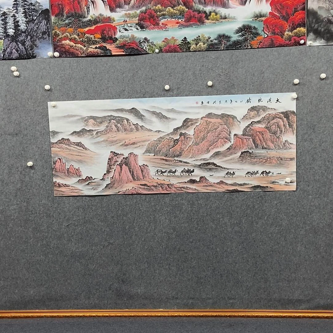 国画小六尺大漠驼铃一幅