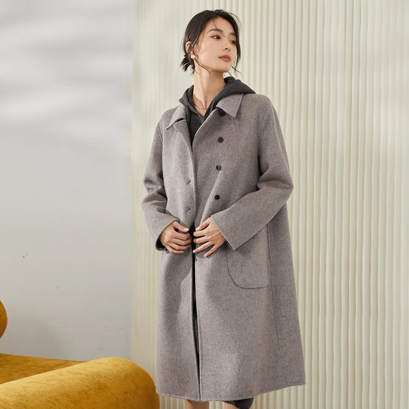 【曼贝】大师系列100%澳毛双面毛呢大衣高端时尚8384003【珮珮冬】