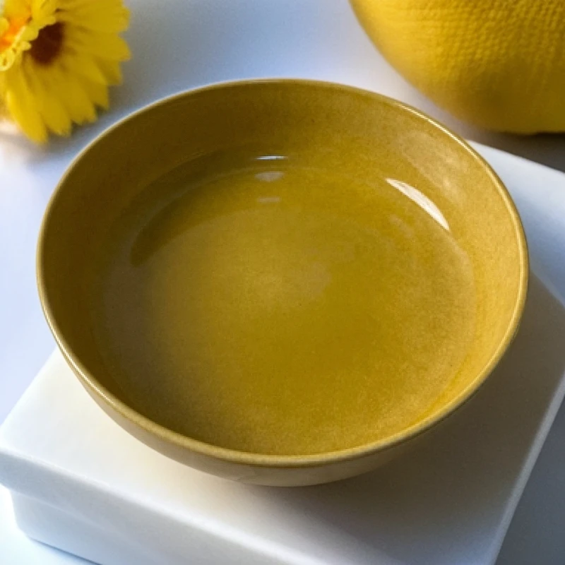 096默认微瑕 黄色8英寸20.32cm深盘手工