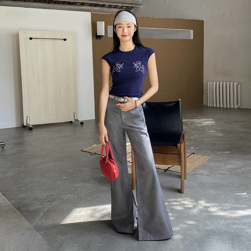 ZZR气质风时尚休闲西装裤女新款高腰宽松显瘦百搭直筒垂感长裤