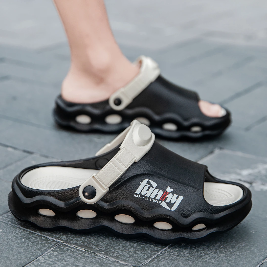 夏季时尚男士拖鞋外穿厚底柔软防滑沙滩凉拖鞋潮流室外两用一字拖