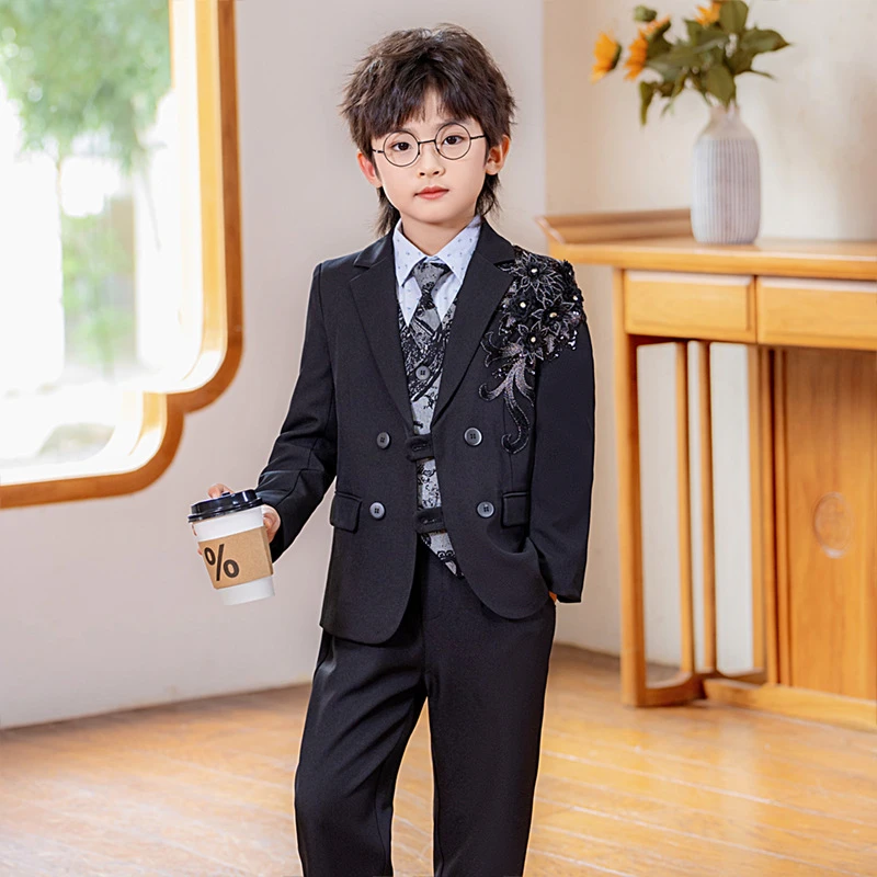 儿童西装男童主持人钢琴歌唱舞台演出服花童周岁儿童西装套装男孩