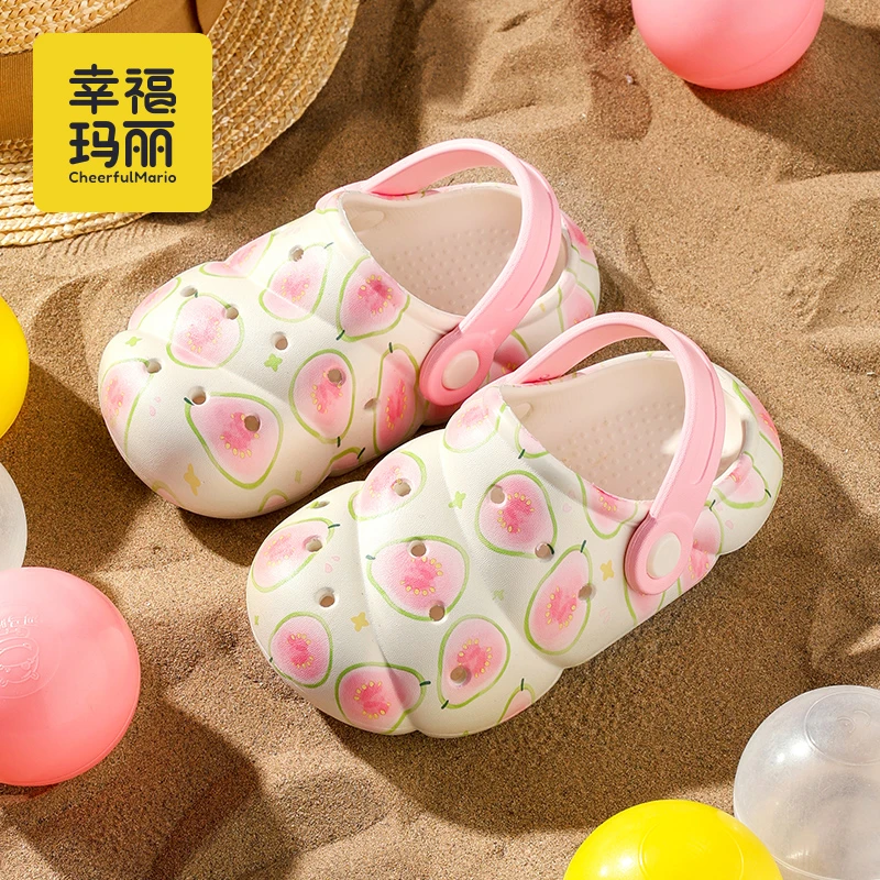 欢享家x儿童卡通凉拖夏男女小童宝宝拖鞋软底防滑室内包头洞洞鞋