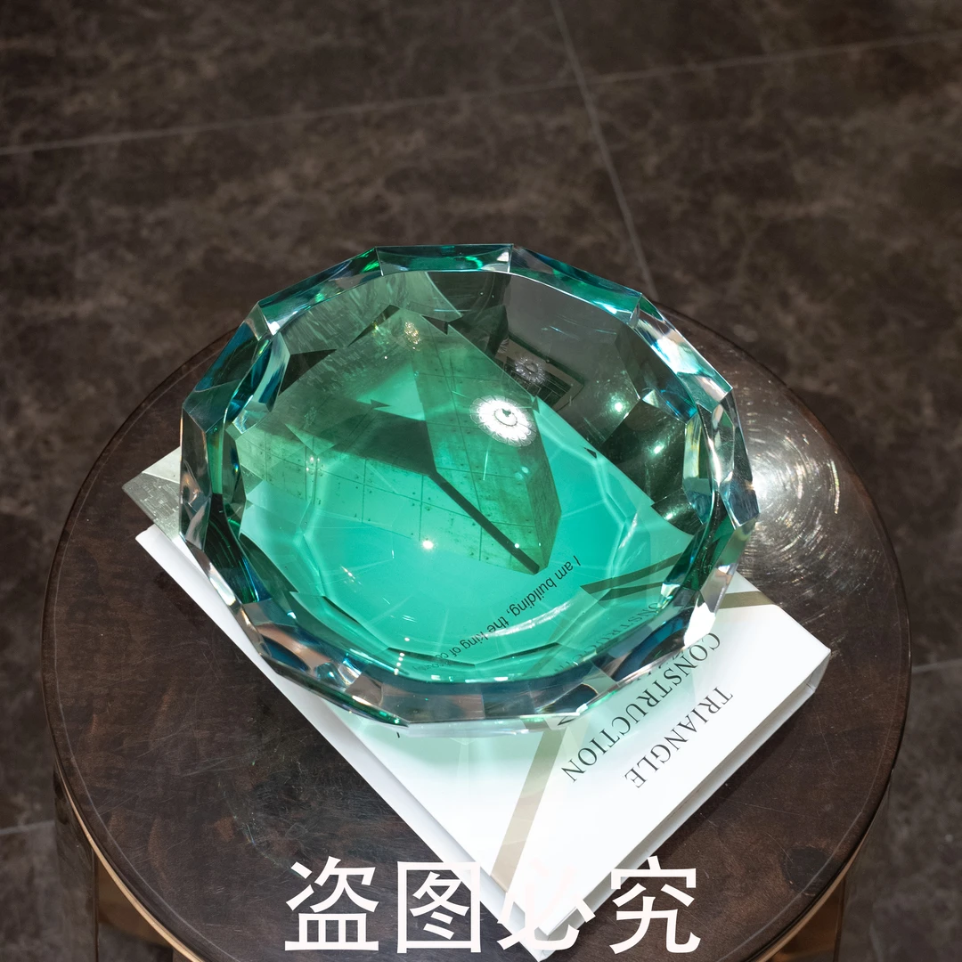 【菱盈-绿】果盘轻奢简约高级餐桌茶桌艺术水晶琉璃收纳AJ1011280
