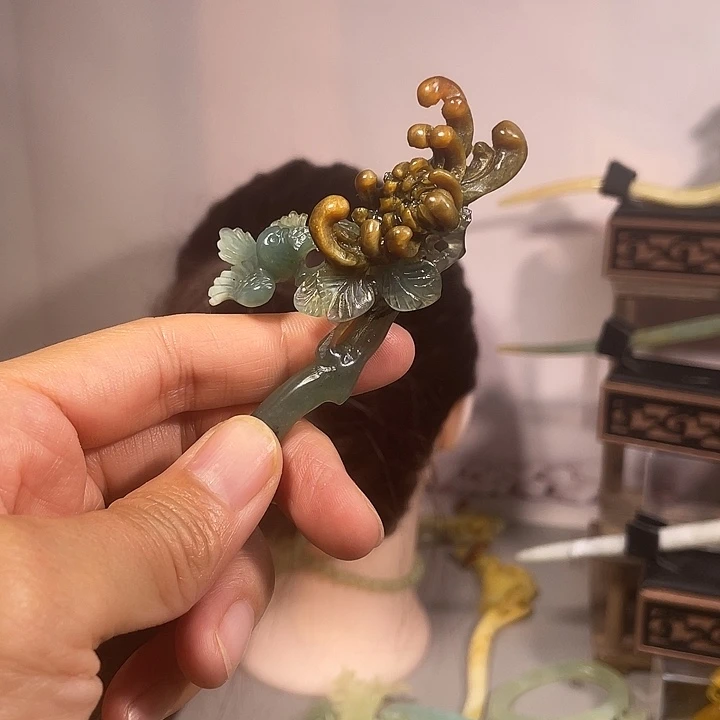 蛇纹石玉未镶嵌发饰一****泽