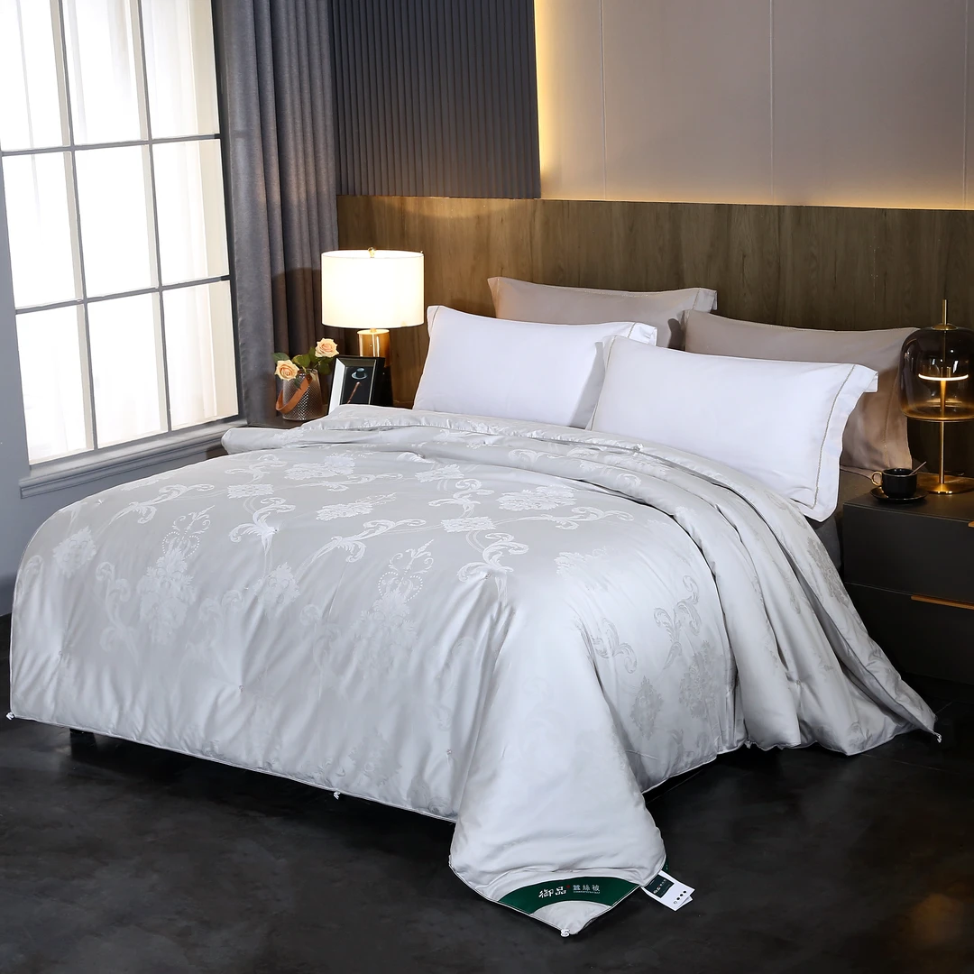 蚕丝被100%桑蚕丝纯棉提花夏被春秋被冬被冬季被子黄金蚕丝结婚被
