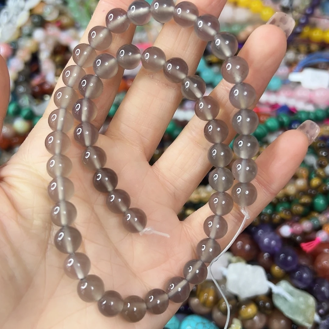 玛瑙/玉髓合金珠宝半成品 7A卡8灰玛瑙一条