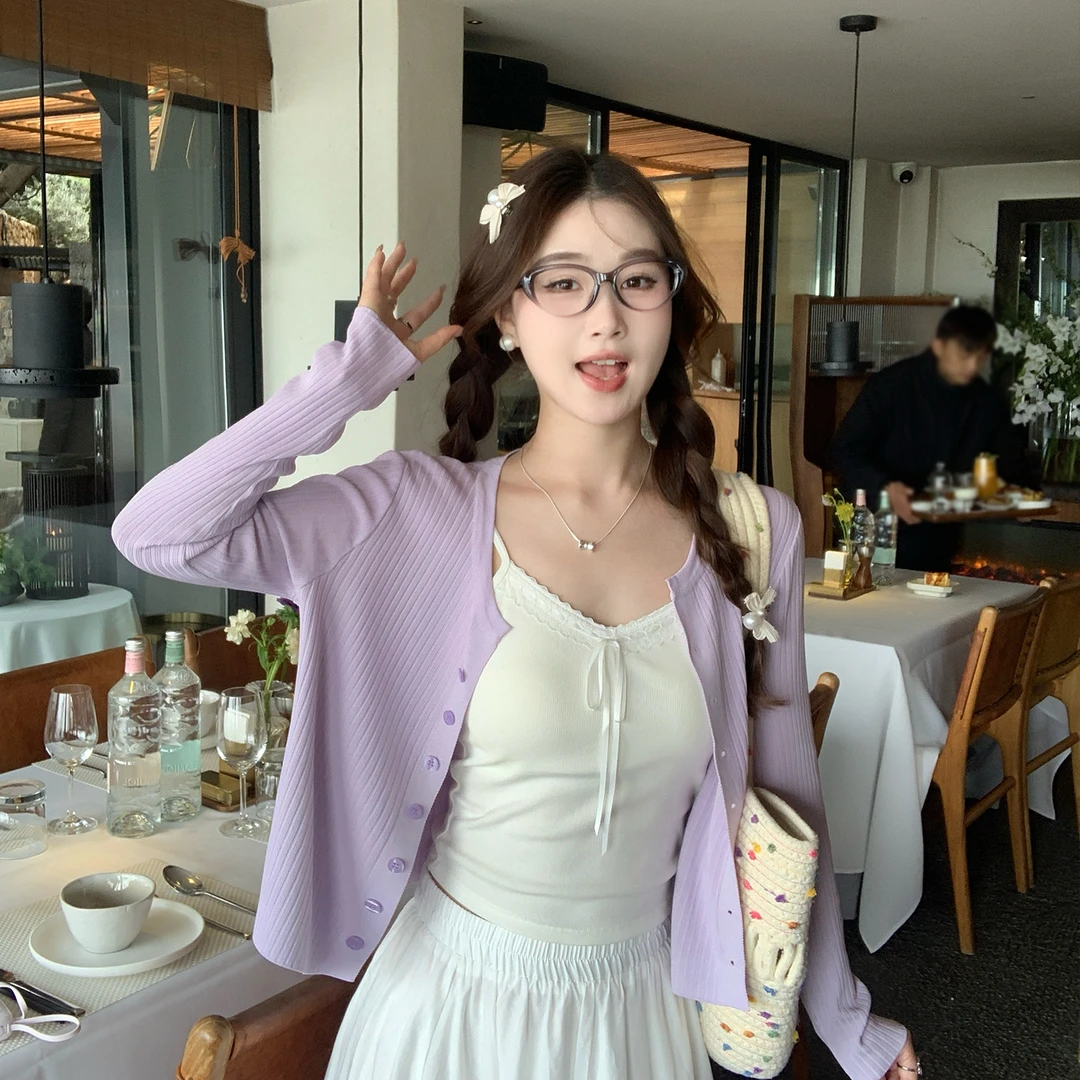 外搭开衫高级感配裙子女夏2025新款冰丝针织外套上衣黄色防晒罩衫