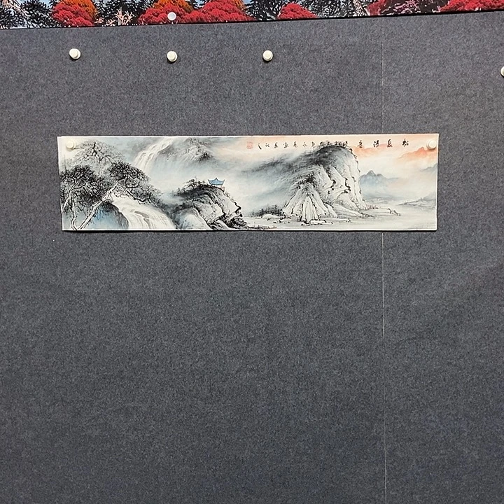 国画四尺对开山水一幅
