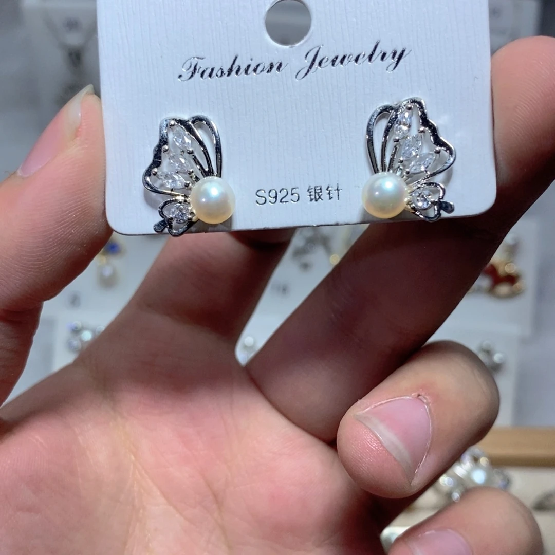 耳饰淡水珍珠银S925镶嵌