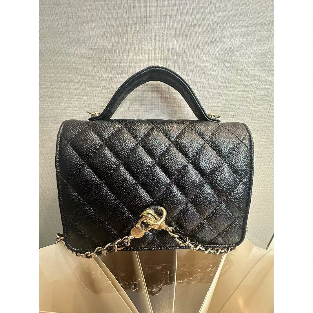 TOLEX2025新款女包手提A双链时尚百搭黑色18cm