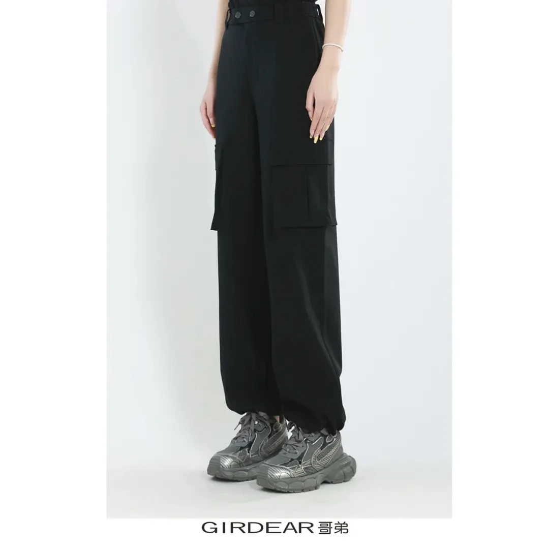 GIRDEAR/哥弟新款直筒裤招牌四面弹大口袋工装裤女款110009