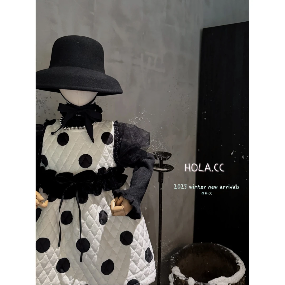 HOLA.CC·25冬~木耳边大波点连衣裙6637（童装汉服）