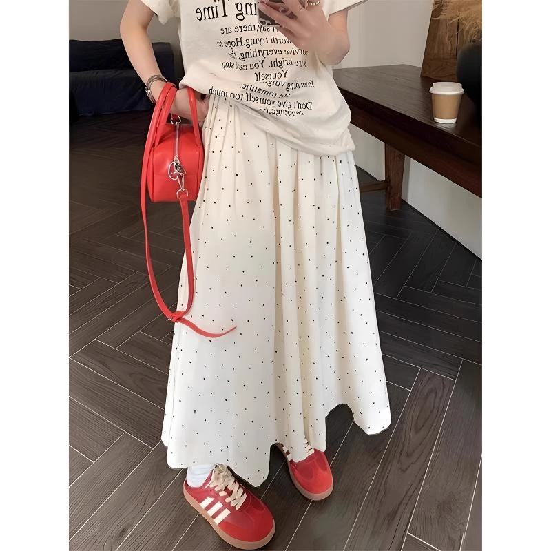 波点半身裙女2025春夏新款法式温柔风长裙简约设计感小众遮胯裙子